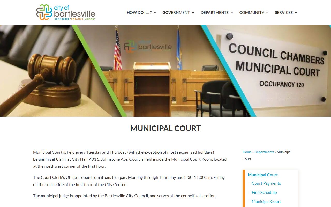 Bartlesville Municipal Court website for people search