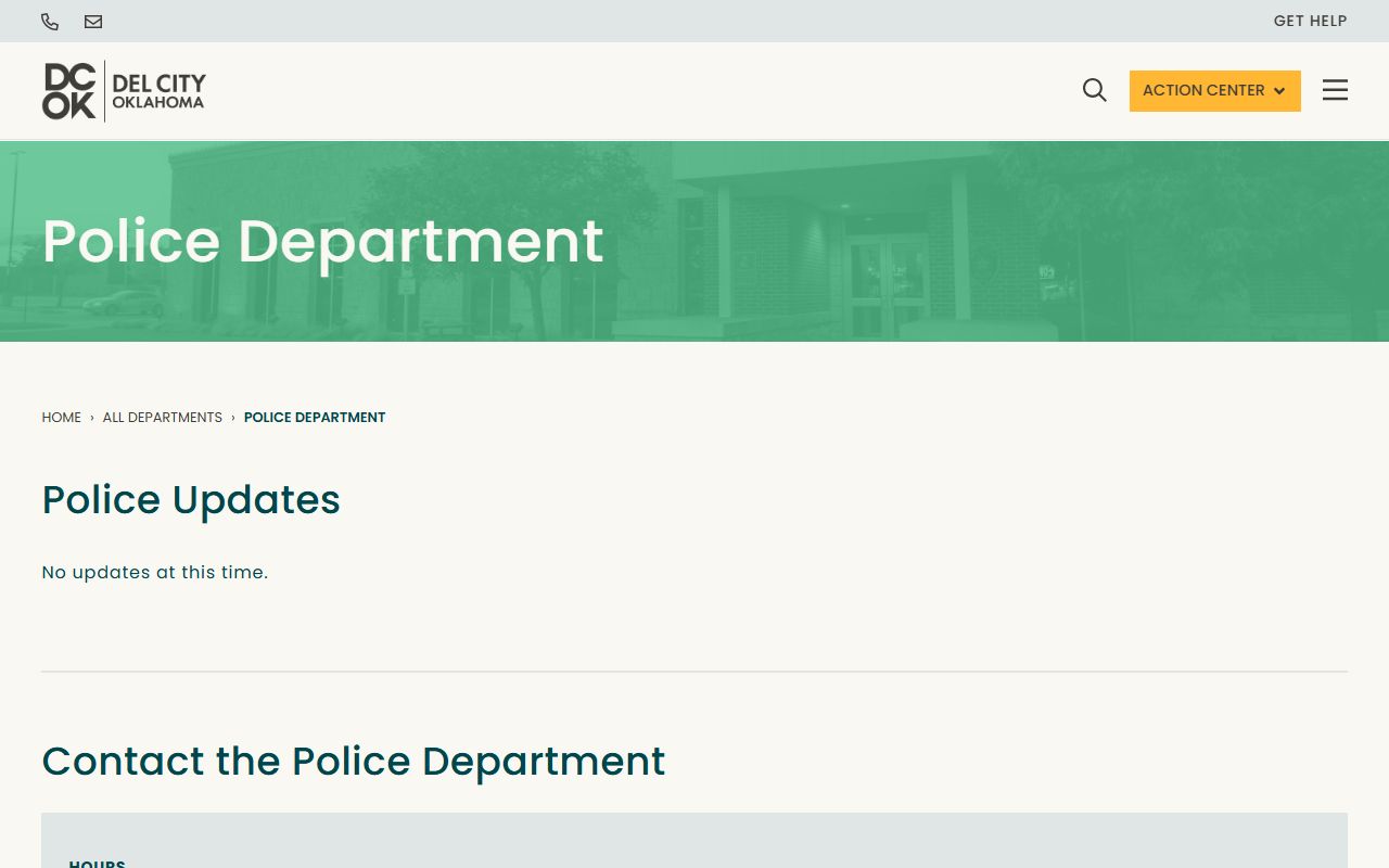 Del City Police Department website page for people search records