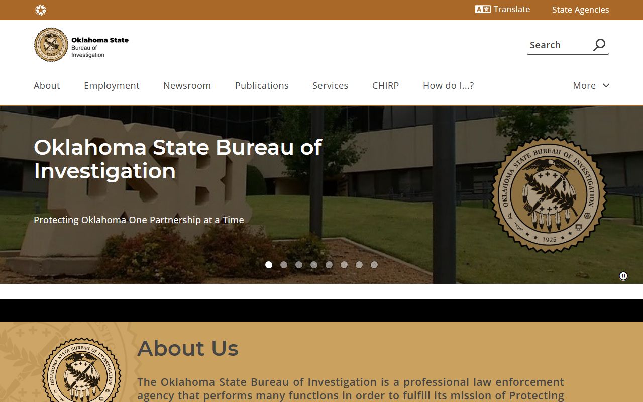 Oklahoma people search OSBI homepage